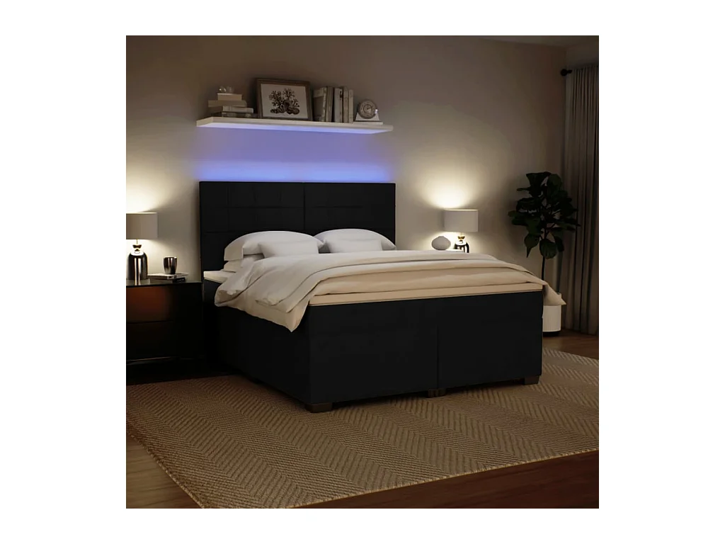 Sommier à lattes de lit avec matelas Noir 180x200 cm Velours