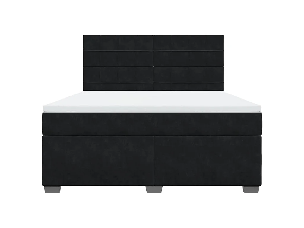 Giroletto a Molle con Materasso Nero 180x200 cm in Velluto
