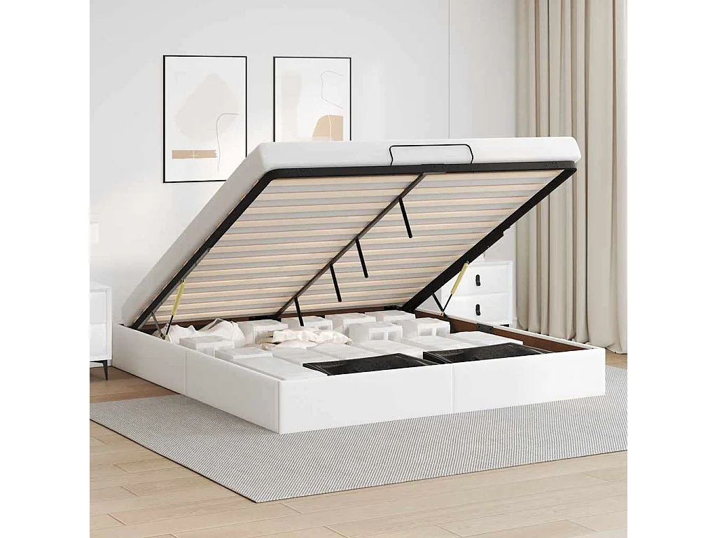 Estrutura de cama otomana sem colchão 180x200 cm branca