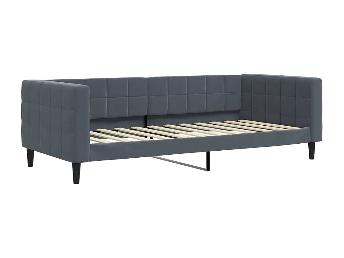 Lit de repos sans matelas gris foncé 90x200 cm velours