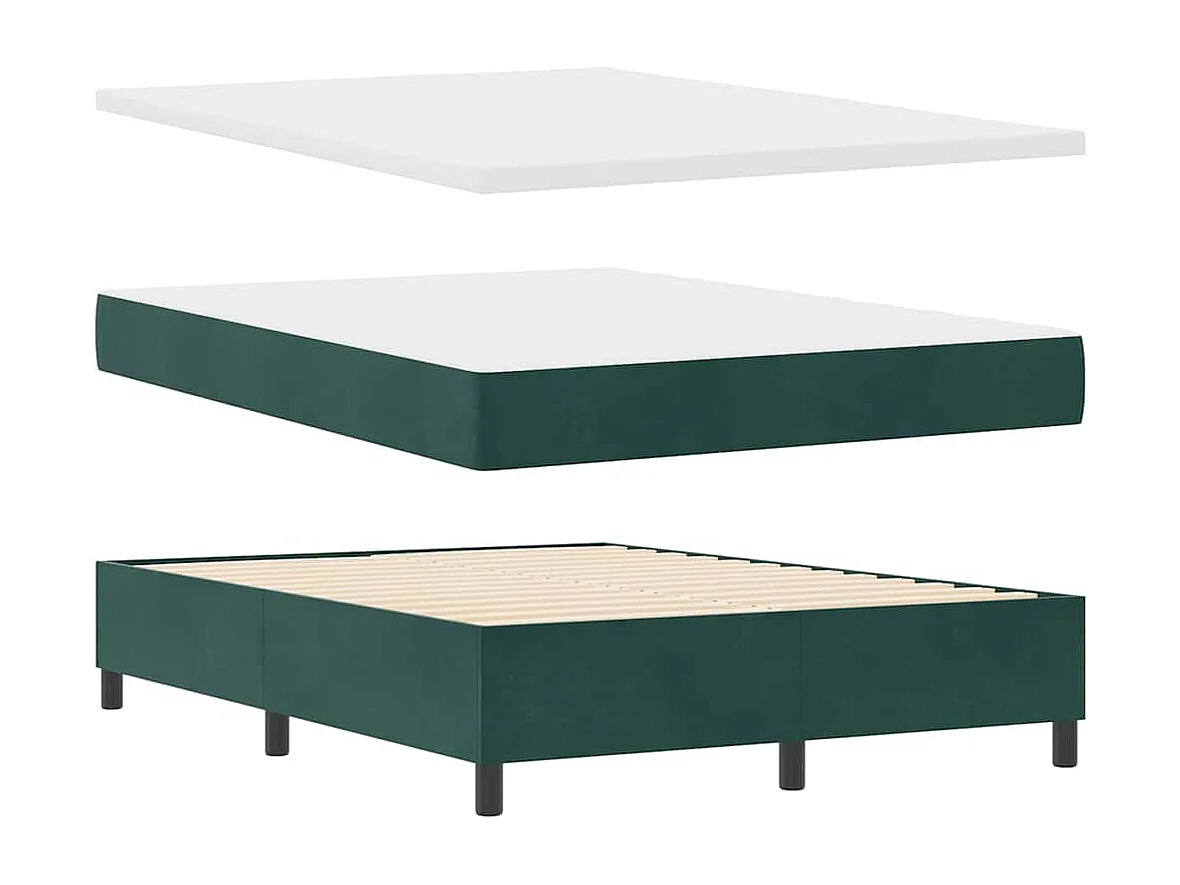 Lit à ressorts avec matelas Vert foncé 140 x 200 cm tissu