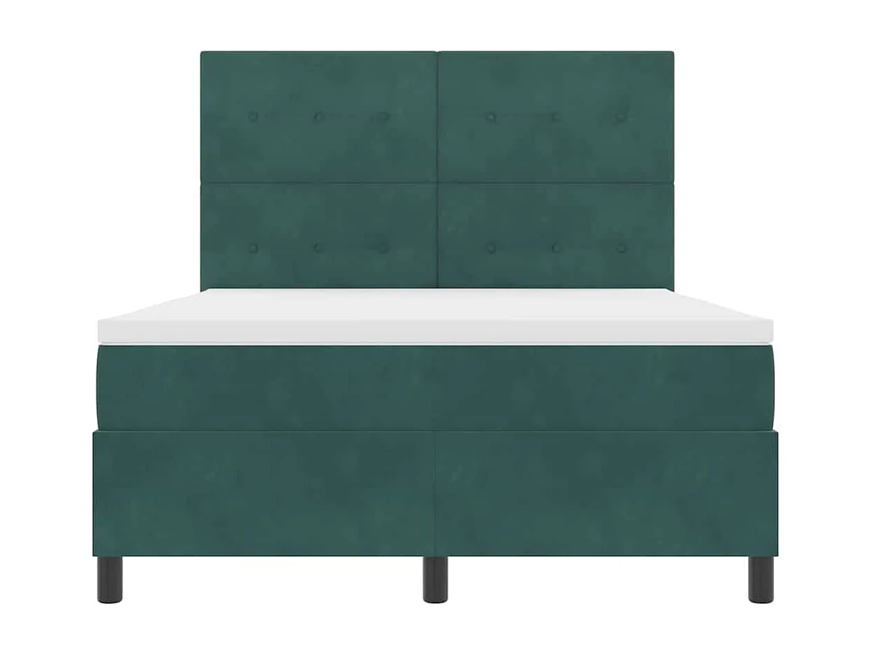 Lit à ressorts avec matelas Vert foncé 140 x 200 cm tissu