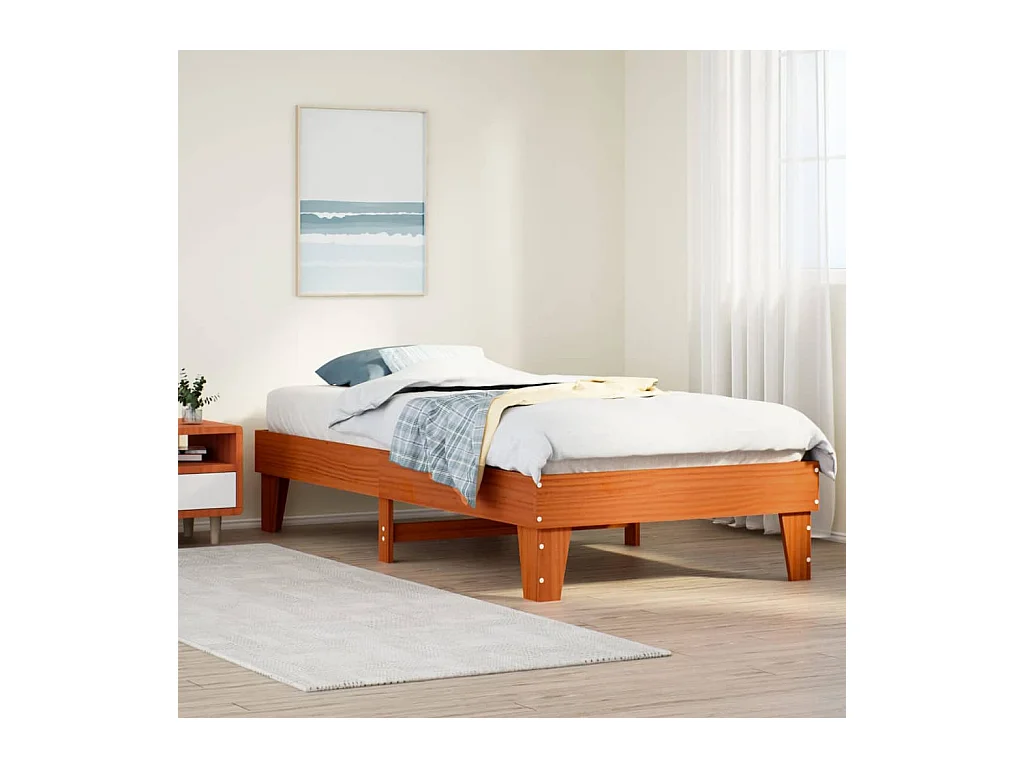 Cadre de lit sans matelas cire marron 90x200 cm bois pin massif