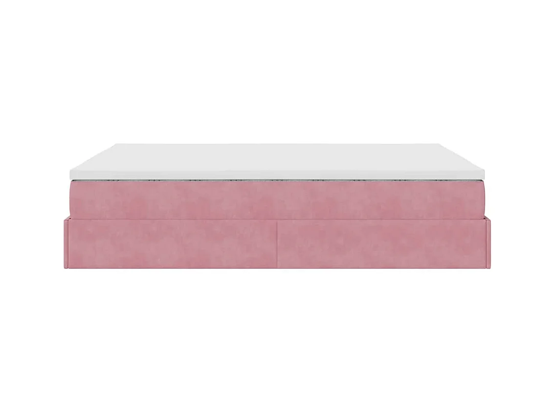 Cadre de lit ottoman avec matelas rose 140x200 cm velours