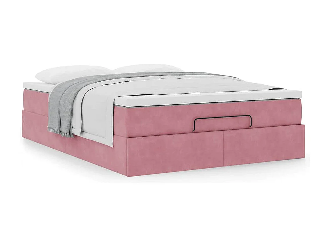 Ottoman-Bett mit Matratze Rosa 140x200 cm Samt