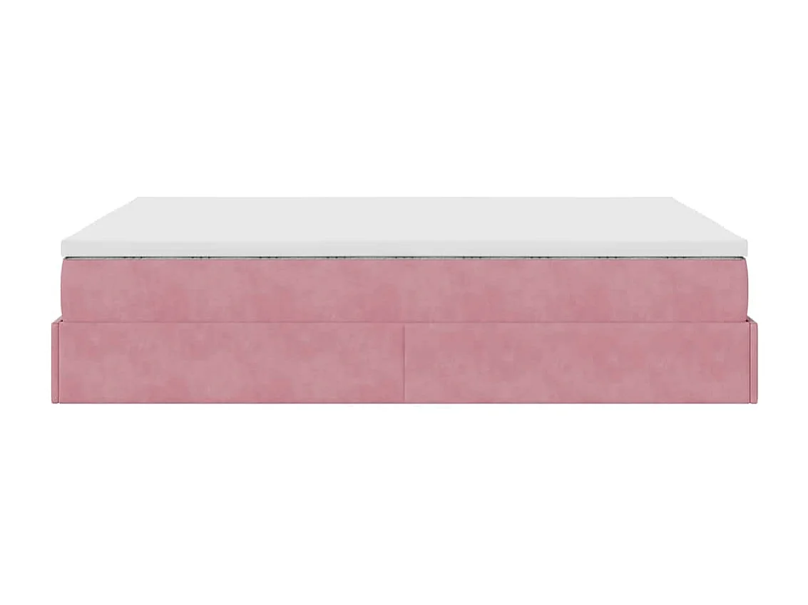 Ottoman-Bett mit Matratze Rosa 140x200 cm Samt