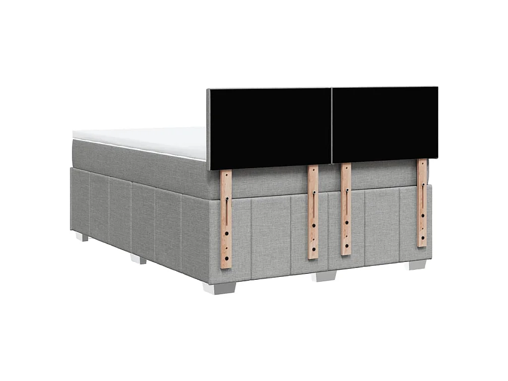 Cama box spring con colchón tela gris claro 140x200 cm
