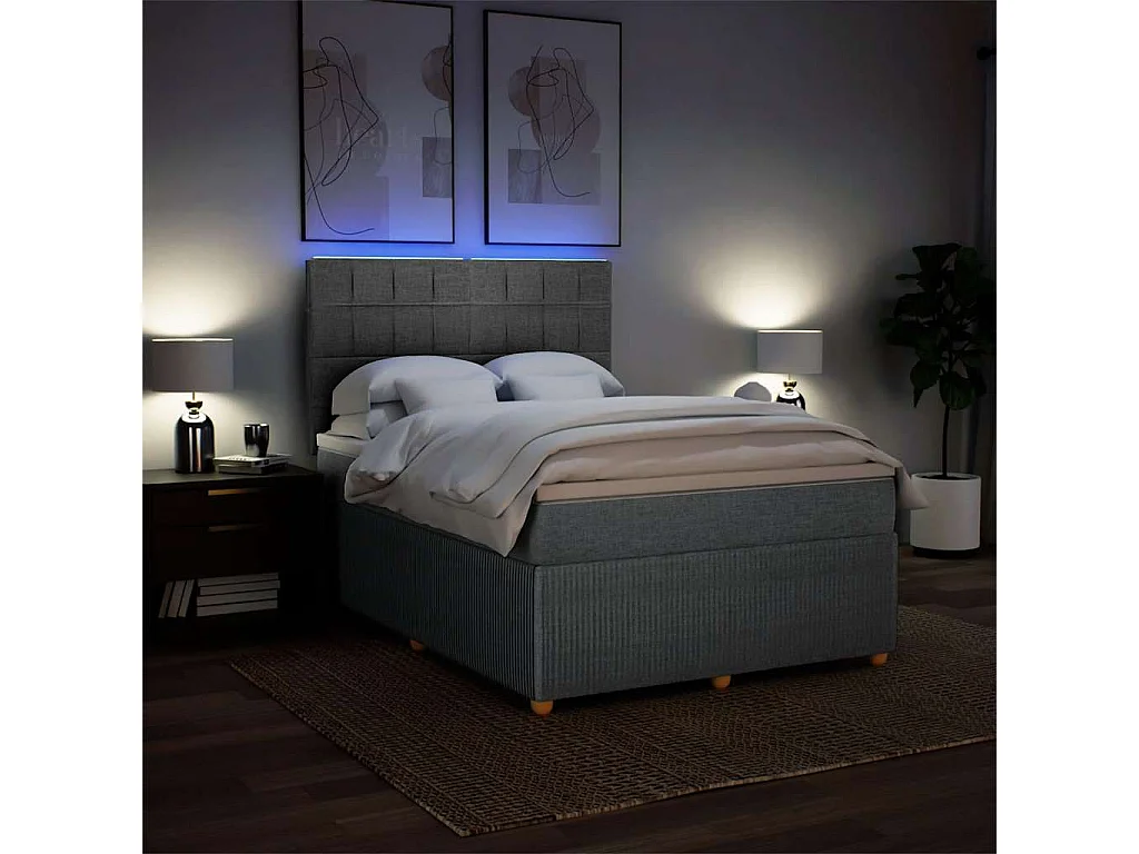 Sommier à lattes de lit avec matelas Gris clair 140x200cm Tissu