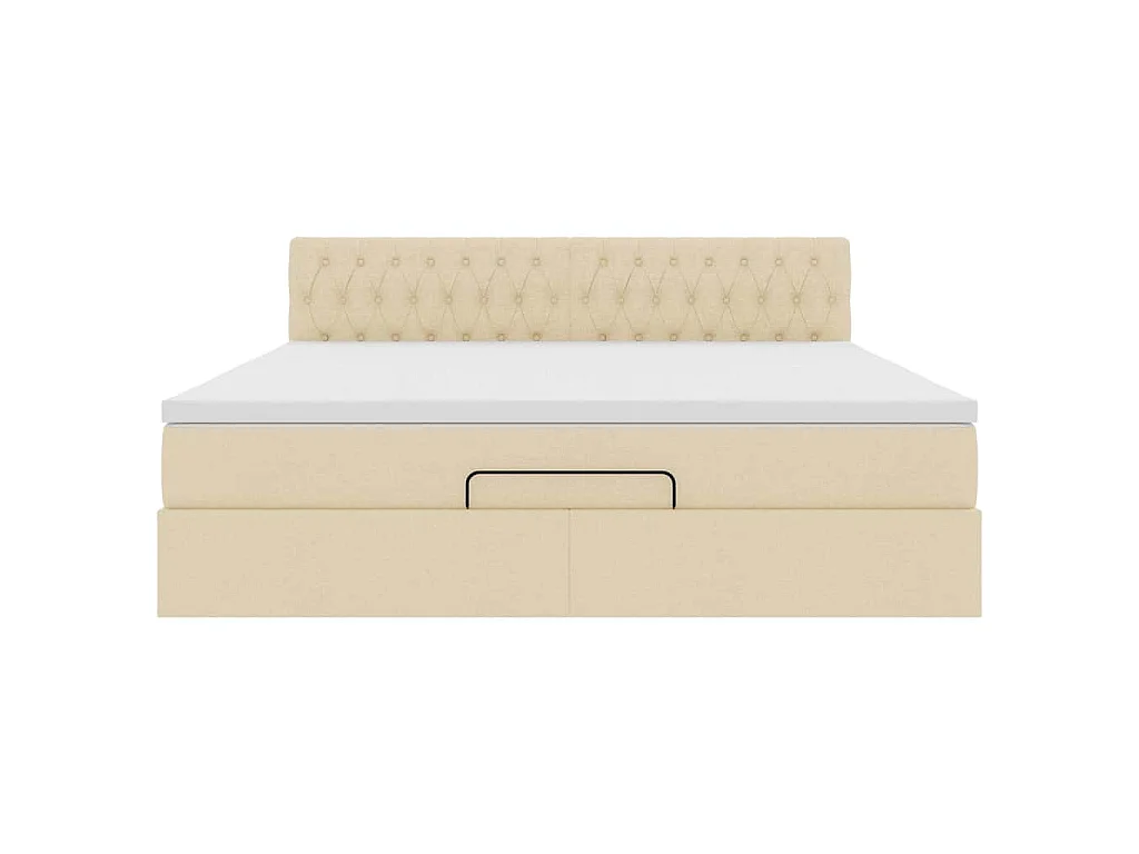 Cadre de lit ottoman avec matelas crème 160x200 cm tissu