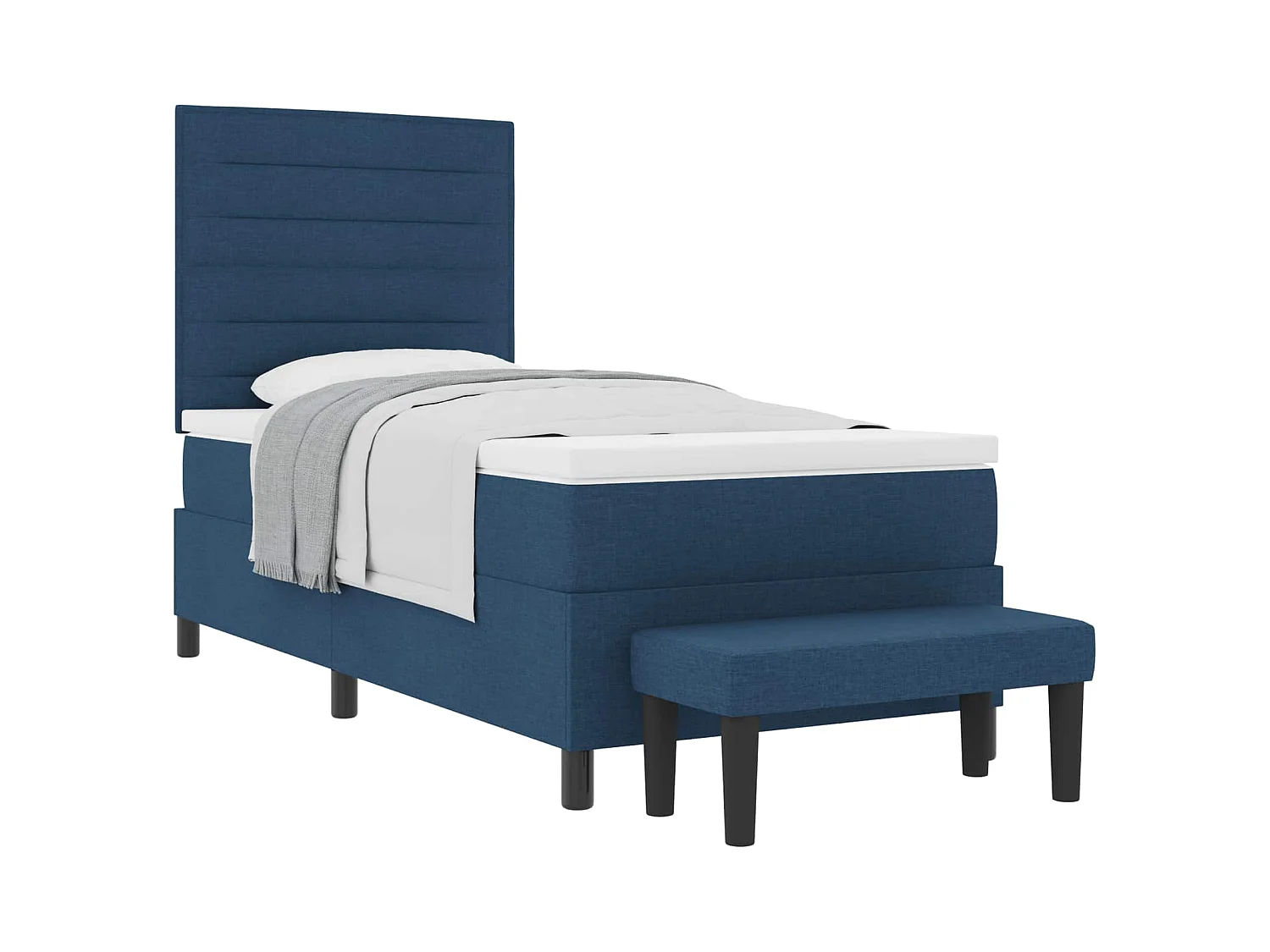 Boxspringbett mit Kopfteil Blau 90 x 190 cm Stoff