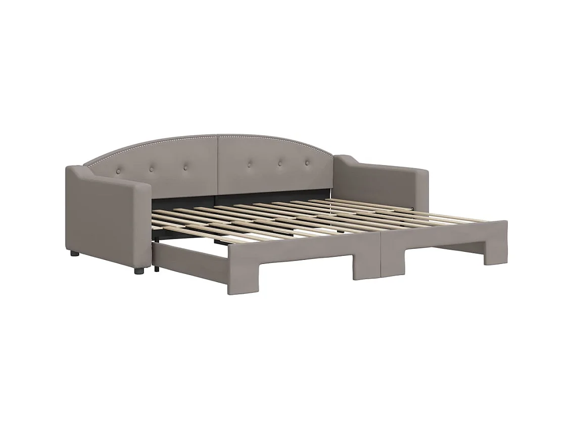 Lit de jour avec gigogne sans matelas taupe 90x200 cm