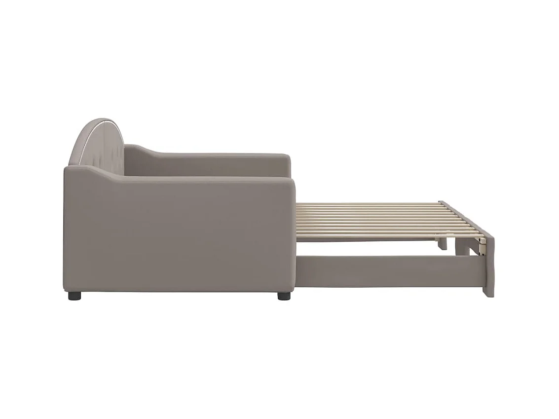 Lit de jour avec gigogne sans matelas taupe 90x200 cm