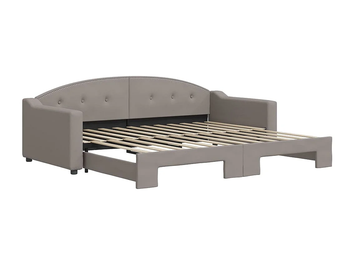 Tagesbett Ausziehbar Taupe 90x200 cm Stoff