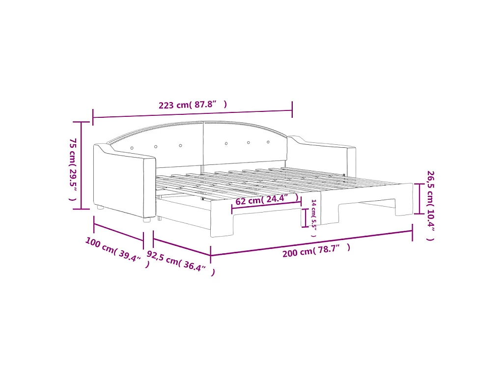 Divano Letto con Letto Estraibile Tortora 90x200 cm in Tessuto