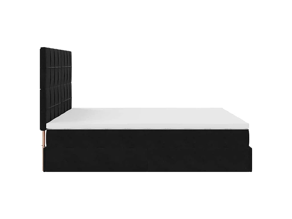 Ottoman-Bett mit Matratzen Schwarz 160x200 cm Samt