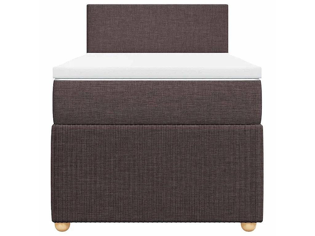 Cama box spring con colchón tela marrón oscuro 90x200 cm