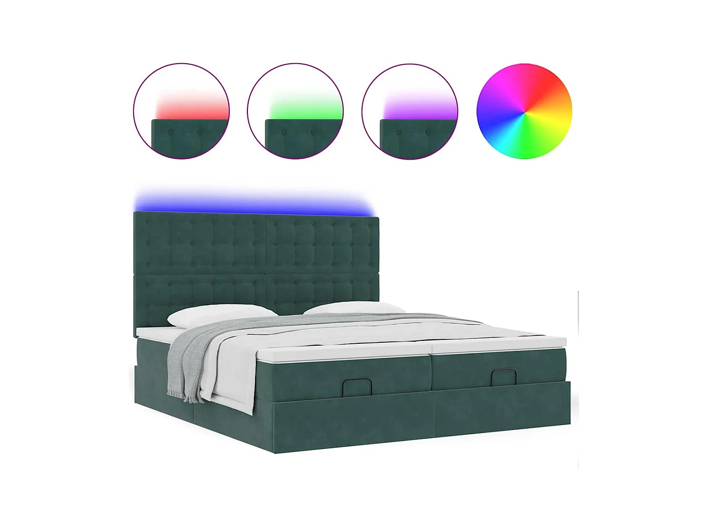 Struttura Letto Pouf con Materassi 180x200 cm Velluto