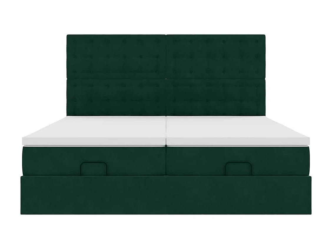 Ottoman-Bett mit Matratzen & LEDs Dunkelgrün 180x200 cm Samt