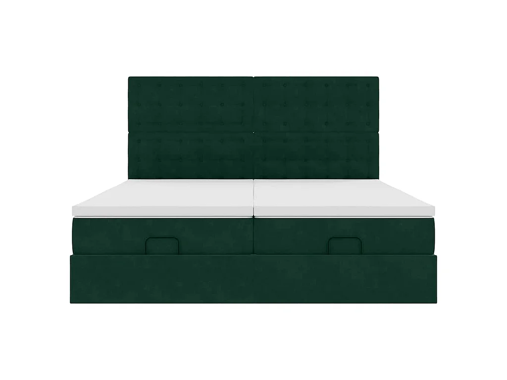 Cadre de lit ottoman avec matelas vert foncé 180x200cm velours
