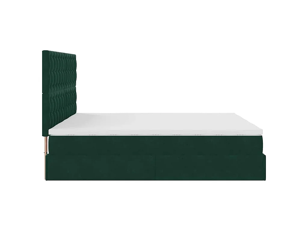 Cadre de lit ottoman avec matelas vert foncé 180x200cm velours