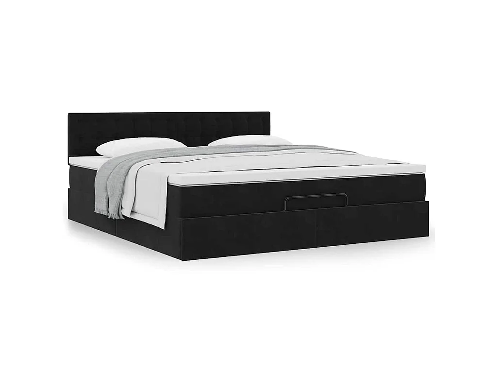 Estructura de cama otomana con colchón negra 160x200 cm