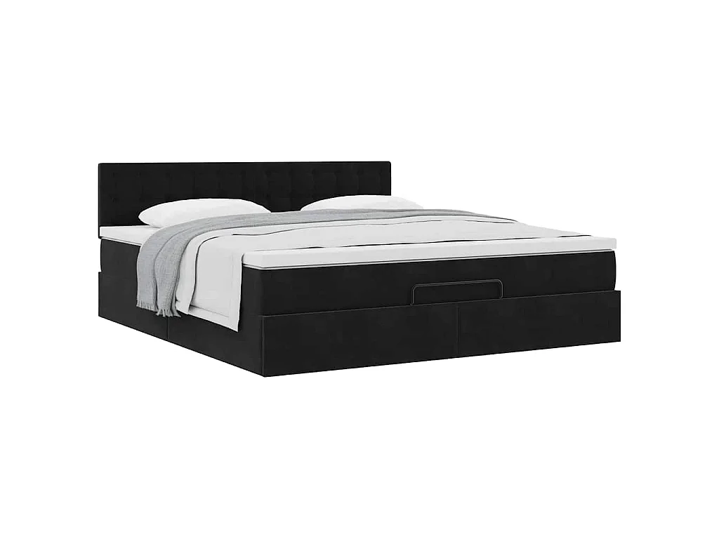 Estructura de cama otomana con colchón negra 160x200 cm
