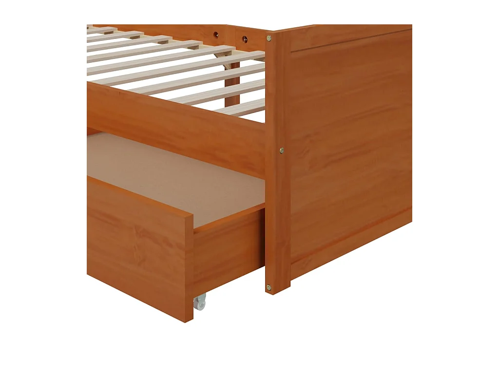 Cadre de lit sans matelas Marron miel Bois pin massif 90x200 cm