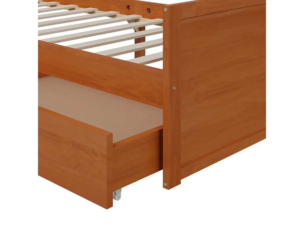 Estrutura cama c/ gavetas 90x200 cm pinho maciço castanho mel