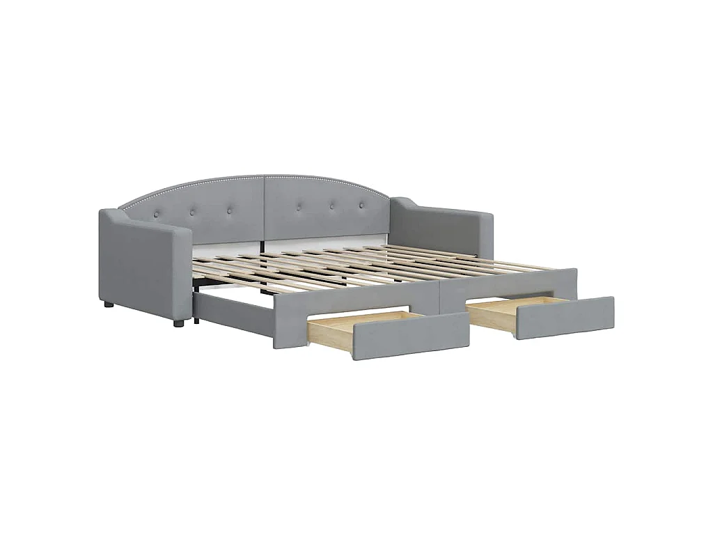 Divano Letto Estraibile Cassetti Grigio Chiaro 90x200cm Tessuto