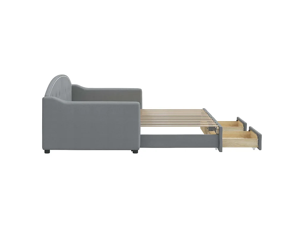 Divano Letto Estraibile Cassetti Grigio Chiaro 90x200cm Tessuto