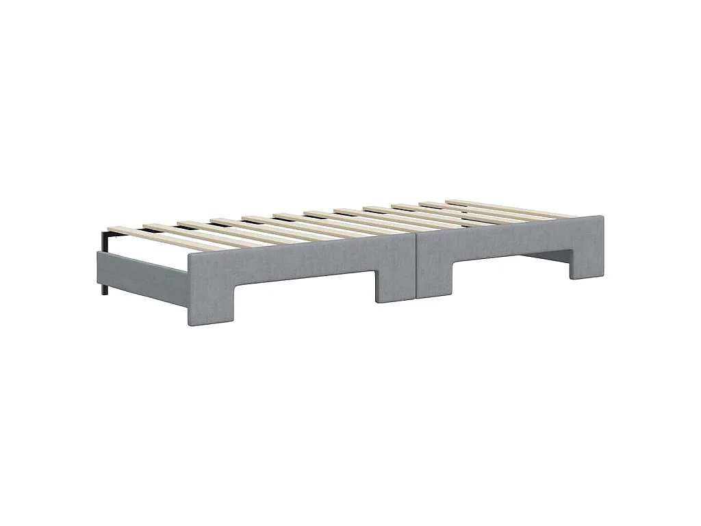 Slaapbank met onderschuifbed en lades 90x200 cm stof lichtgrijs