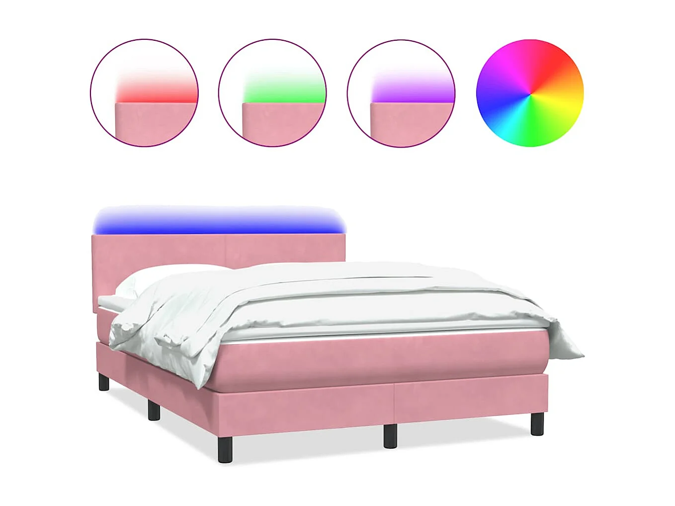 Boxspringbett mit Matratze & LED Rosa 140x210 cm Samt