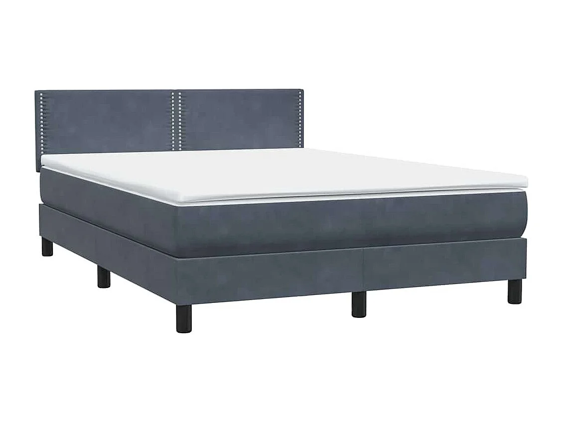 Cama box spring con colchón terciopelo gris oscuro 160x210 cm