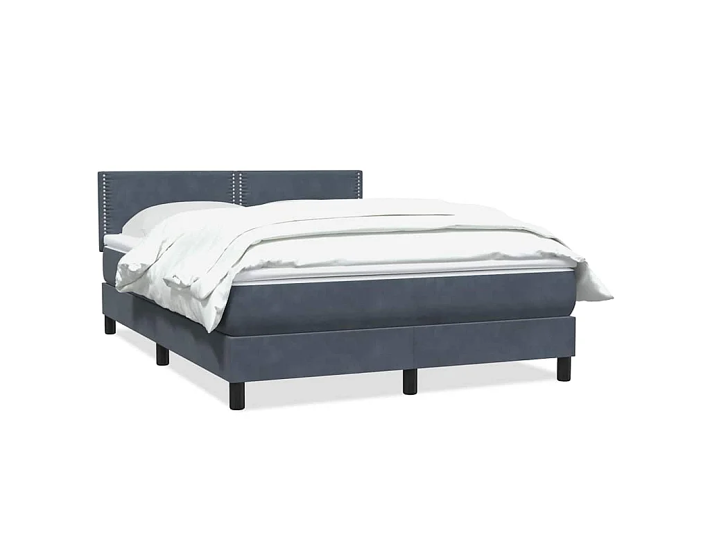 Sommier à lattes de lit et matelas gris foncé 160x210cm velours