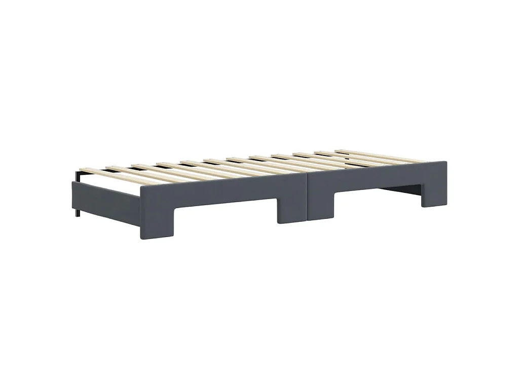 Sofá-cama c/ gavetão e colchões 90x200cm veludo cinzento-escuro