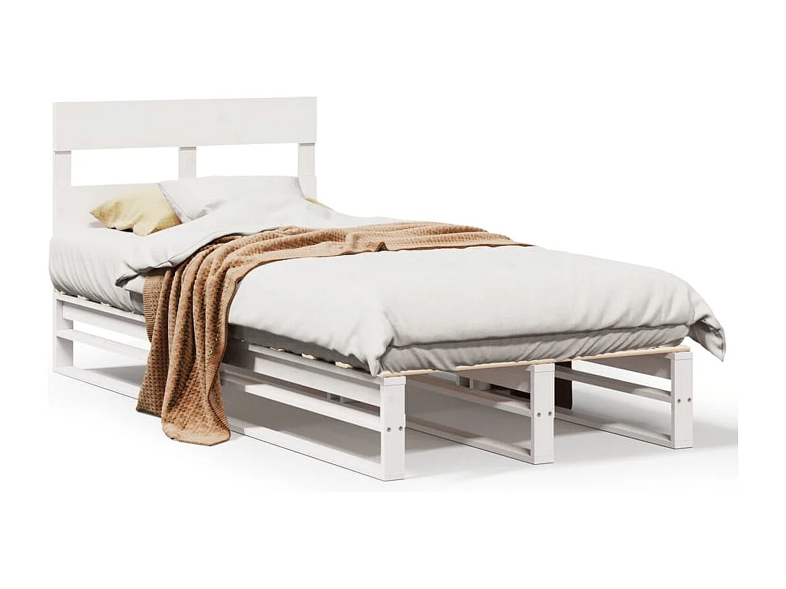 Bedframe zonder matras massief grenenhout wit 90x190 cm
