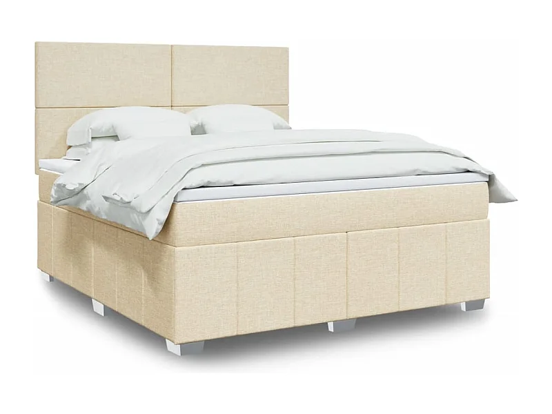 Boxspringbett mit Matratze Creme 180x200 cm Stoff