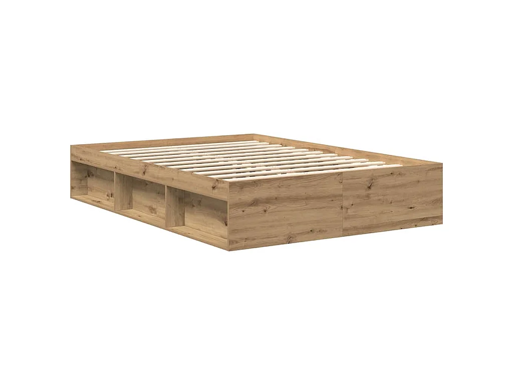 Cadre de lit sans matelas chêne artisanal 140x190 cm
