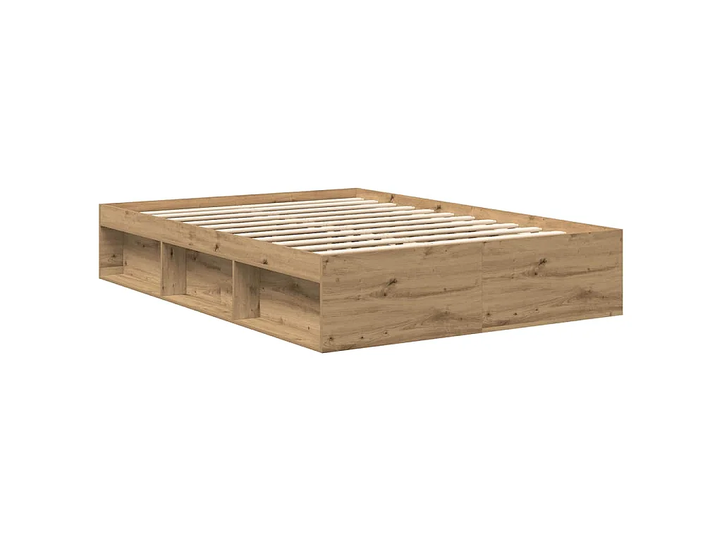 Cadre de lit sans matelas chêne artisanal 140x190 cm