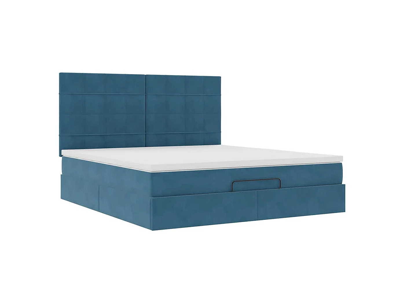 Cadre de lit ottoman avec matelas bleu foncé 160x200 cm velours