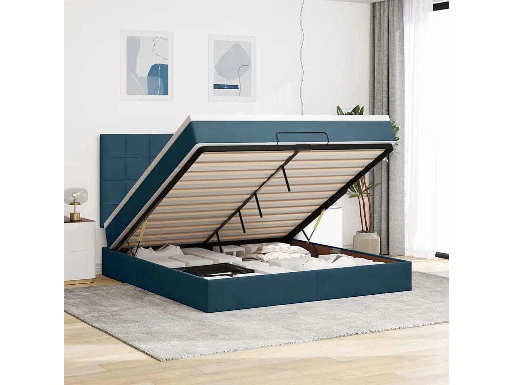 Struttura Letto Pouf con Materassi 160x200 cm Velluto