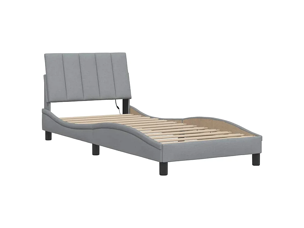 Cadre de lit sans matelas Hanko gris clair 90x190 cm tissu