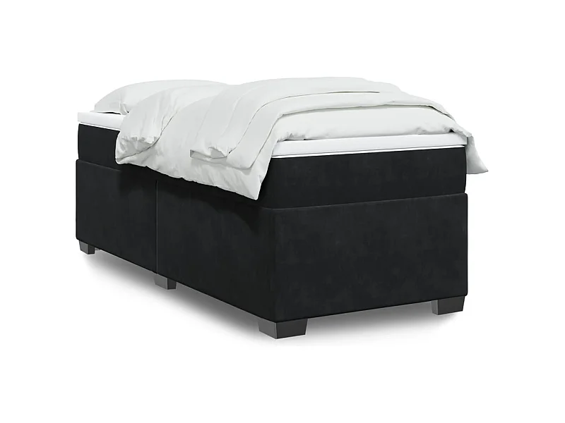 Sommier à lattes de lit avec matelas Noir 100x200 cm Velours