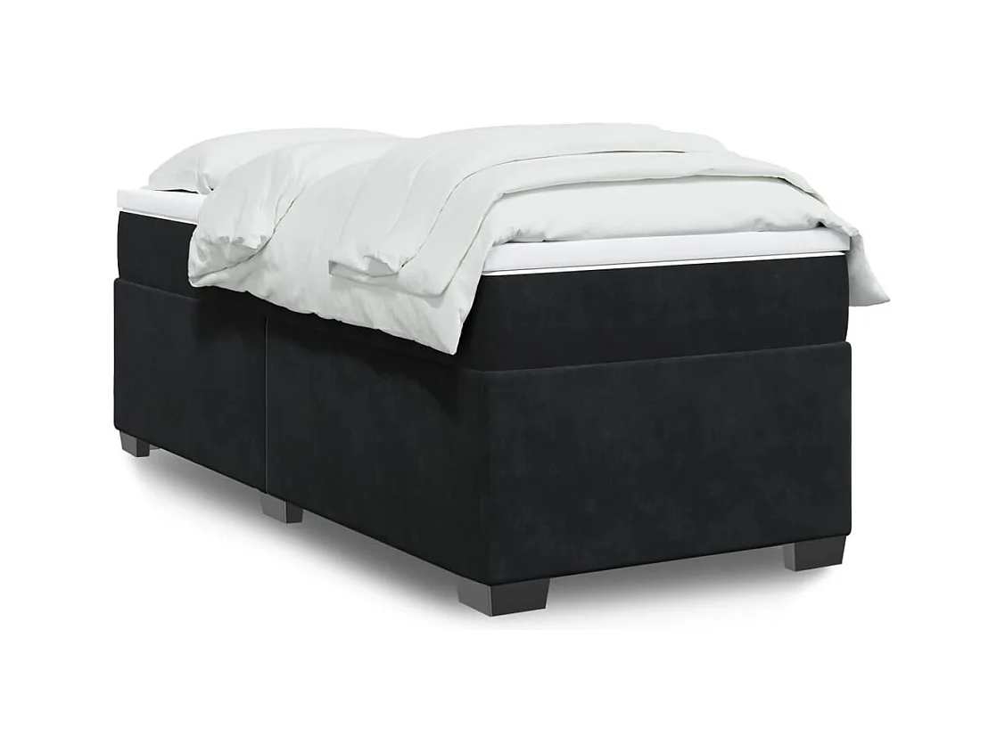 Sommier à lattes de lit avec matelas Noir 100x200 cm Velours