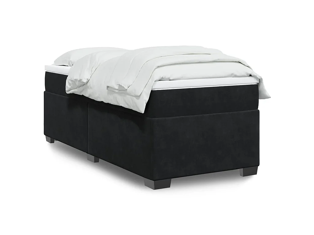 Giroletto a Molle con Materasso Nero 100x200 cm in Velluto