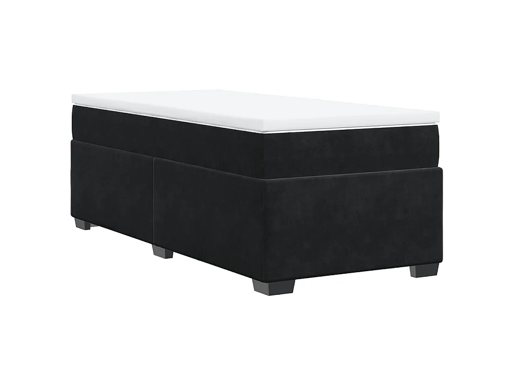Giroletto a Molle con Materasso Nero 100x200 cm in Velluto