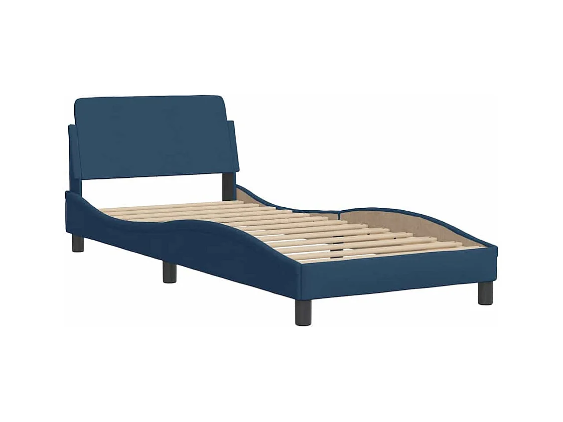 Bettgestell mit LED ohne Matratze Blau 90x200 cm Stoff