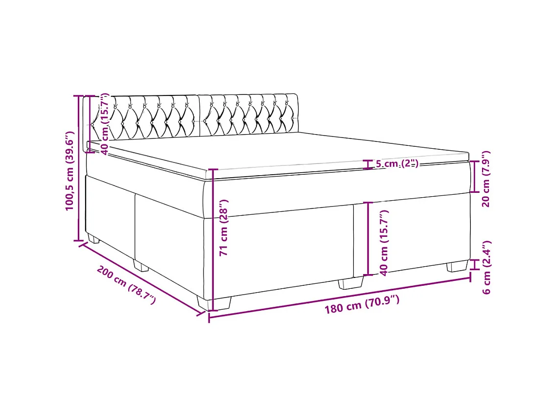 Boxspringbett mit Matratze Schwarz 180x200 cm Stoff