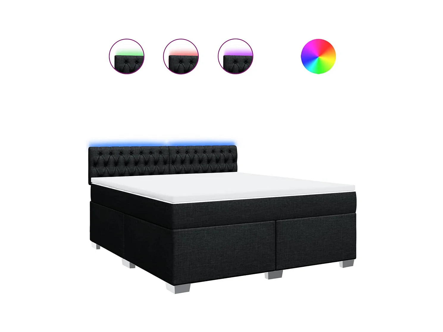 Sommier à lattes de lit avec matelas Noir 180x200 cm Tissu