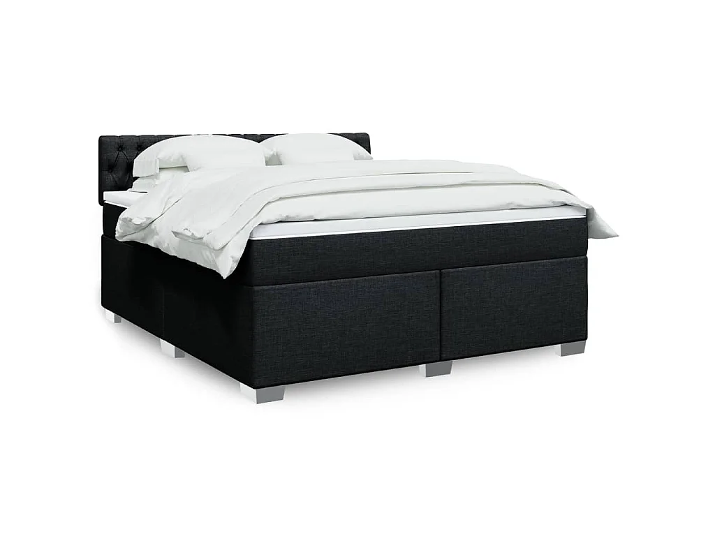 Giroletto a Molle con Materasso Nero 180x200 cm in Tessuto